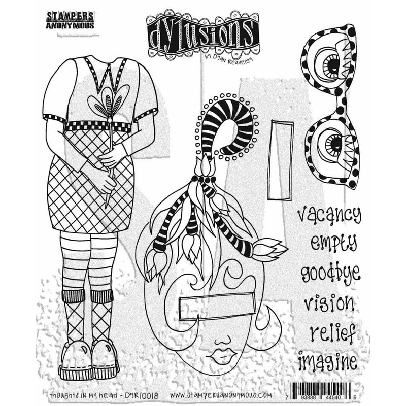 Dyan Reaveley's Dylusions Cling Stamp Collections 8.5"X7" - Thoughts In My Head*