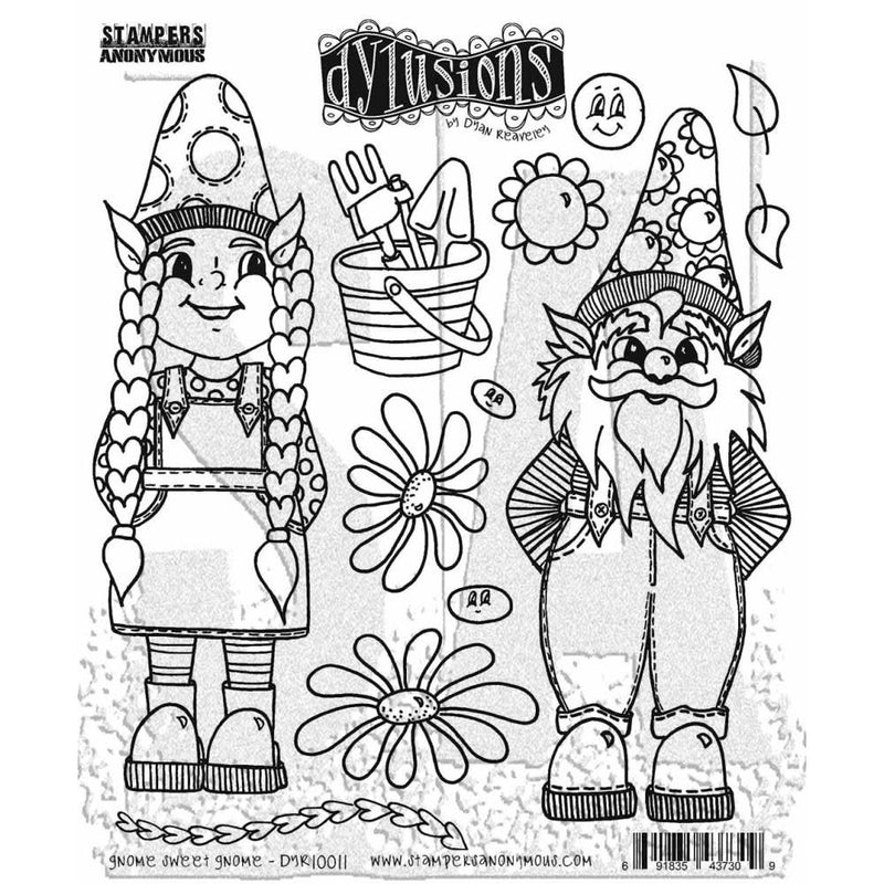 Dyan Reaveley's Dylusions Cling Stamp Collections 8.5"X7" - Gnome Sweet Gnome*