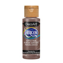 A bottle of DecoArt Americana acrylic paint in the shade Chocolate Fig, featuring a brown label and a gold cap on a white background.