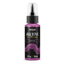 A bottle of Americana BLOOM Textured Paint in the shade Mystic Plum, featuring a black label with purple text and a purple paint texture graphic, on a white background.