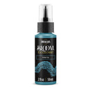 A bottle of Americana BLOOM Textured Paint in the shade Patina Teal, featuring a black label with gold lettering and a textured paint sample graphic, on a white background.