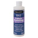 A bottle of DecoArt Americana Fabric Painting Medium textile paint, 8 fl. oz. (236 ml), on a plain white background.