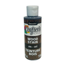 A bottle of DecoArt Crafter's Acrylic Wood Stain in the Java/Café shade, featuring a dark brown wood-grain label and a white cap.