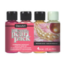 A set of four DecoArt iridescent pearl acrylic paint bottles in the Wedding Rose colourway.