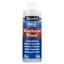 A bottle of DecoArt Americana Weathered Wood Crackle Medium, 8 fl. oz. (236 ml), on a plain white background.