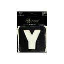 A set of three black letter accents in the shape of the letter 'Y', presented in its original retail packaging. The packaging features a black header card with the brand name 'Lottie Finnes' and text indicating it is a 'set of 3 black letter accents'.