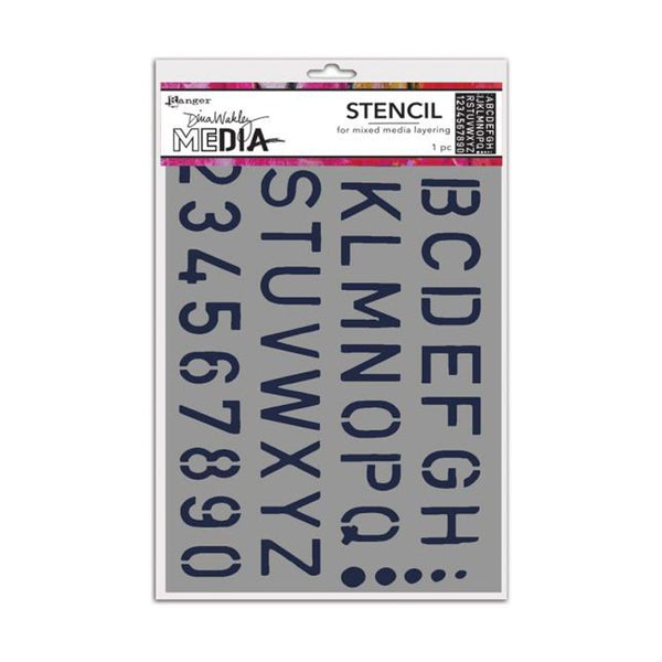 Dina Wakley Media Cling Stencil - School Style Alpha