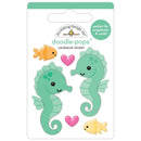 Doodlebug Doodle-Pops 3D Sticker Sam & Sally Seahorse, Summer Fun