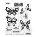 Stamper's Sandworms 'Divisions' clear stamp set featuring black and white butterfly and worm illustrations on a white background.