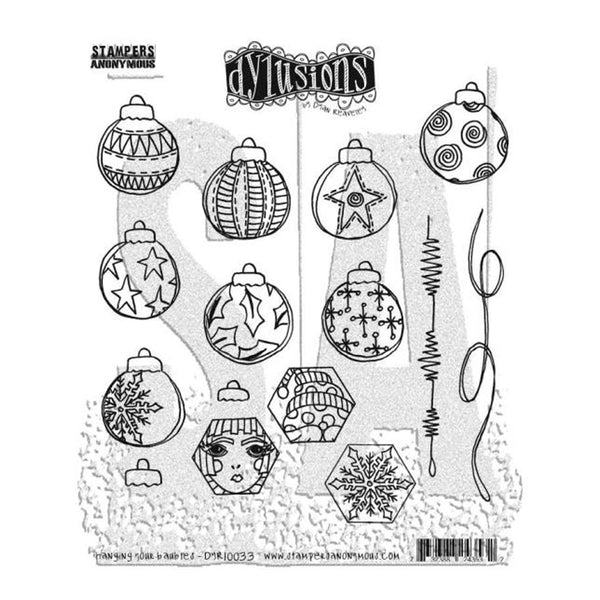 Dyan Reaveley‚Äôs Dylusions Cling Stamp Collections 8.5" x 7" - Hanging Your Baubles
