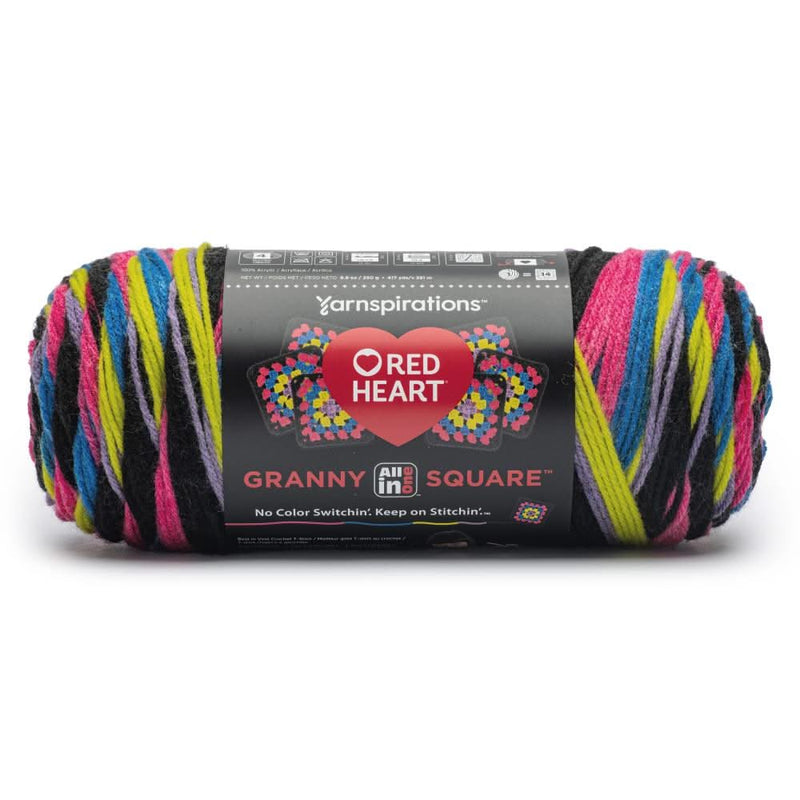 Red Heart All in One Granny Square - Neon Lights*