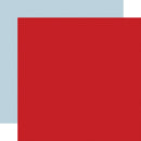 A flat red square centered on a light blue background.
