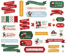Collection of Christmas-themed decorative elements with Mickey Mouse illustrations on a white background.