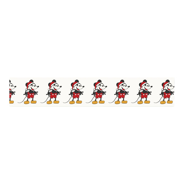 A repeating horizontal strip of a cartoon mouse character dressed in a red and black outfit with yellow shoes, shown on a plain white background.