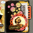 Vintage-style collage with text and a portrait, featuring the word 'PLAYTIME'.