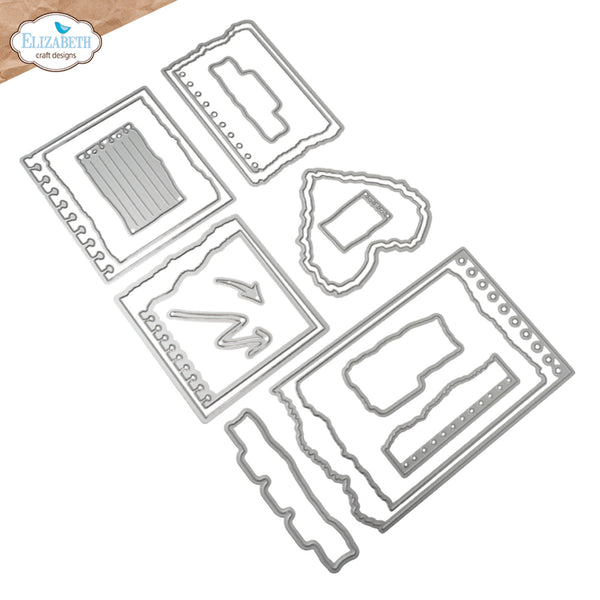 Elizabeth Craft Designs Beautifully Worn Metal Die Set - Notebook Fragments