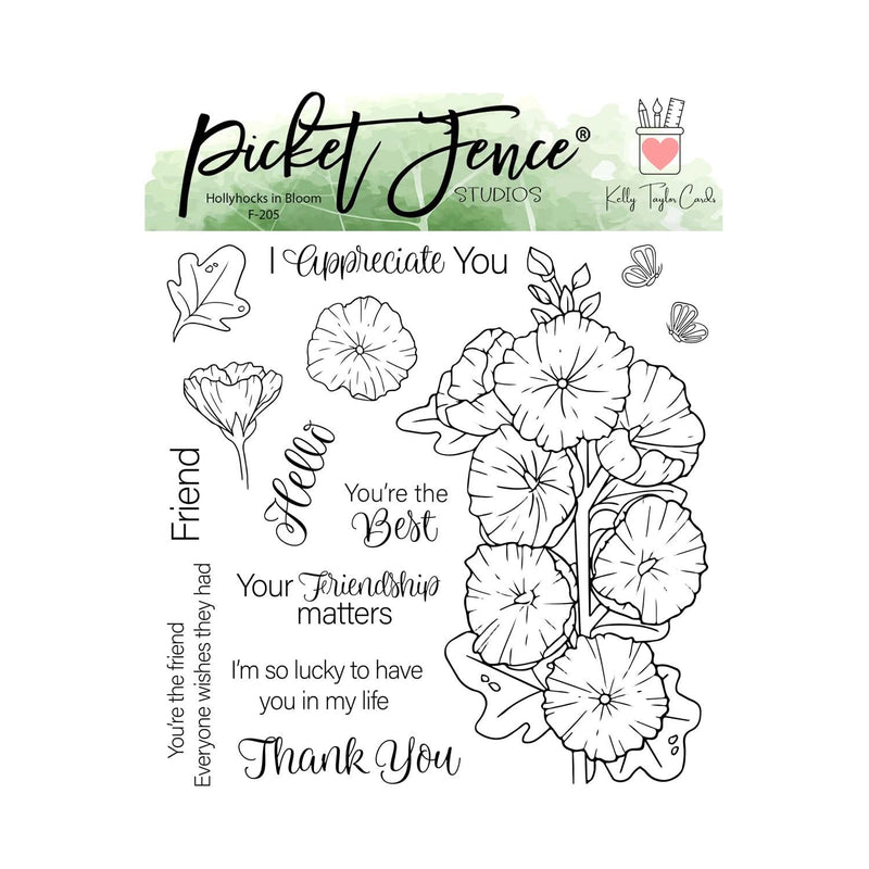 Picket Fence Studios Clear Stamp Set - Hollyhocks in Bloom