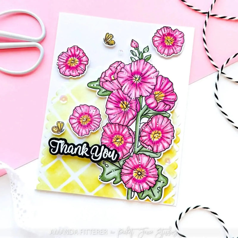 Picket Fence Studios Clear Stamp Set - Hollyhocks in Bloom