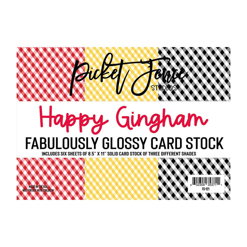 Picket Fence Studios Fabulously Glossy Card Stock - Happy Gingham
