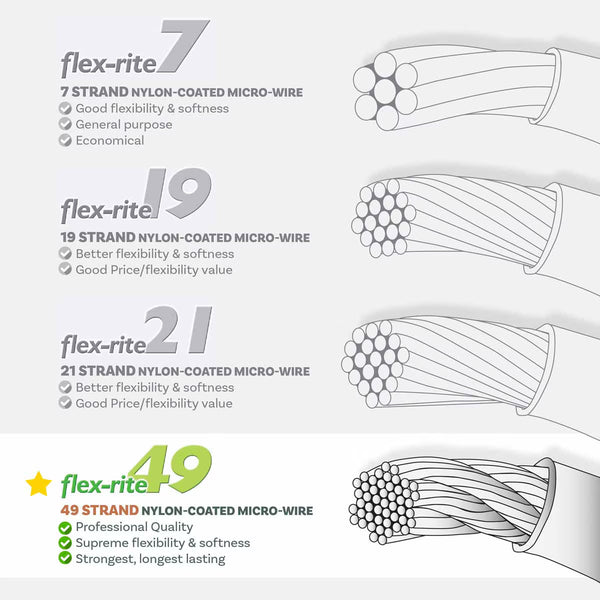 BeadSmith Flex-rite 49 Strand Beading Wire 0.014" x 30ft - Metallic Satin Gold