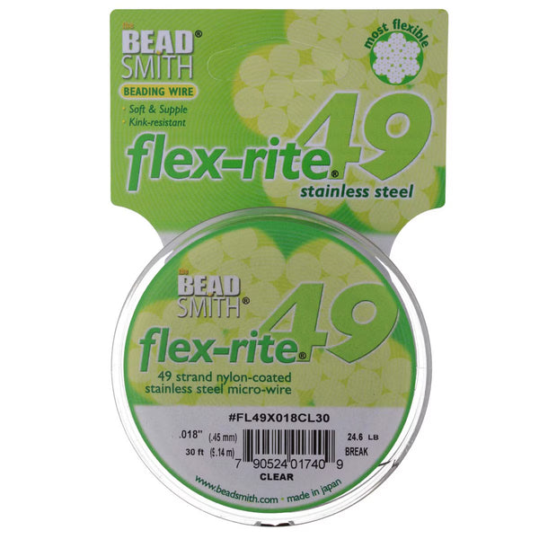 BeadSmith Flex-rite 49 Strand Beading Wire 0.018" x 30ft - Clear