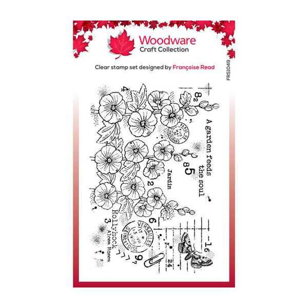 Woodware Clear Stamp 4"x 6" - Hollyhocks
