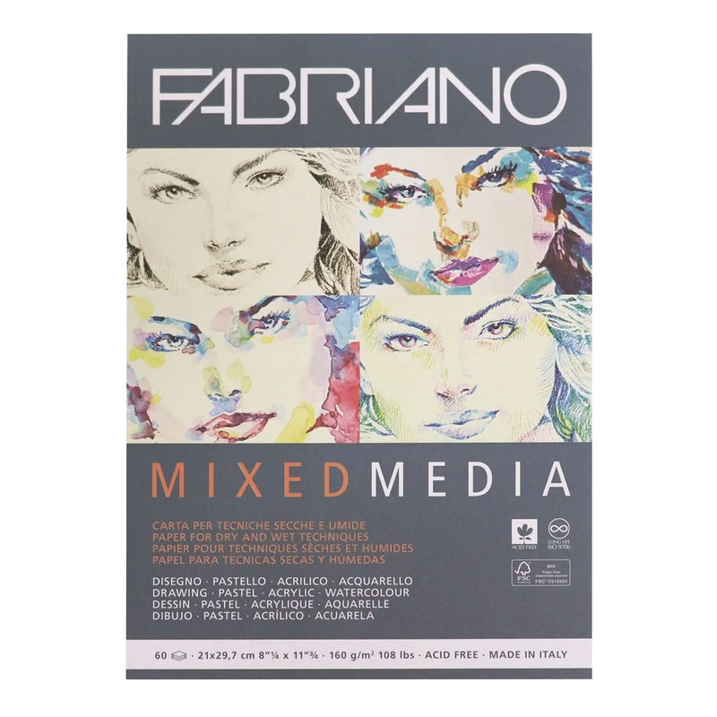 Fabriano Mixed Media Paper Pad 160gsm - A4