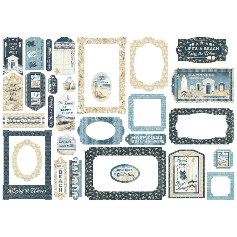 Graphic 45 Die-Cut Assortment - The Beach Is Calling Tags & Frames^