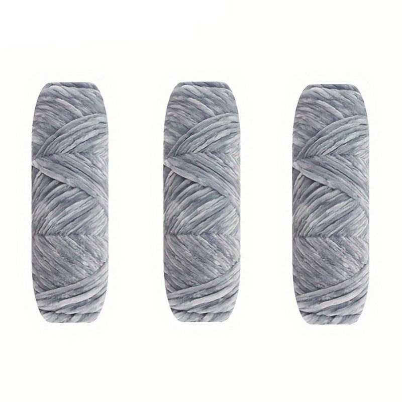 Poppy Crafts Velour Yarn 100g 3 Pack - Grey