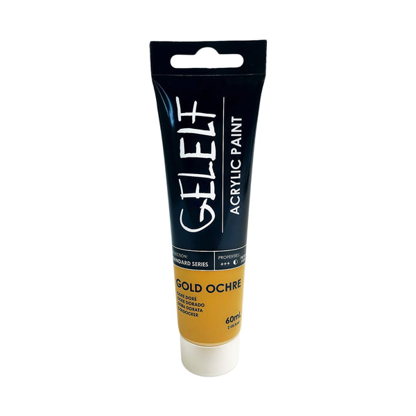 GELEF acrylic paint tube labeled 'Gold Ochre' on a white background