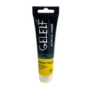 Gelelf acrylic paint tube with black and yellow design on a white background