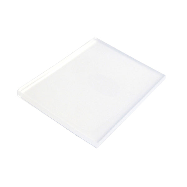 Rectangular white plate on a white background