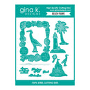 gina k. Designs Beach Frame cutting dies packaging with teal design elements on a white background