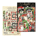 Two sheets of Graphic 45 'Merry-Ful Greetings' chipboard pieces, featuring festive Christmas illustrations including snowmen, nutcrackers, ornaments, and holiday frames on a white background.