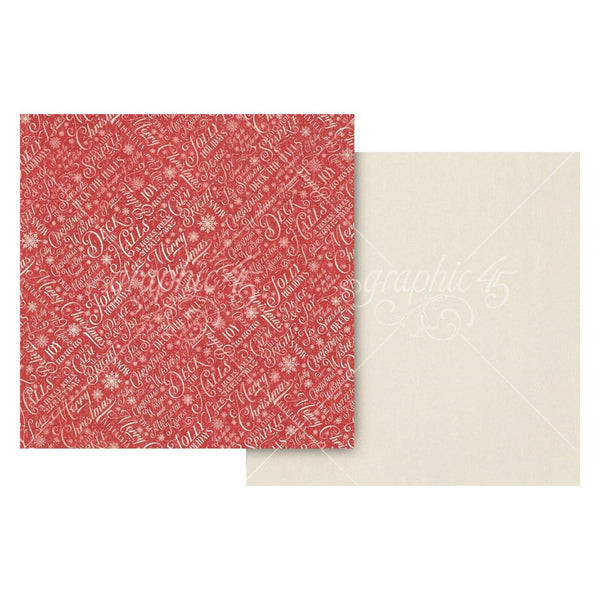 Graphic 45 Deck The Halls Double-Sided Cardstock 12"x 12" - Snowdrift White