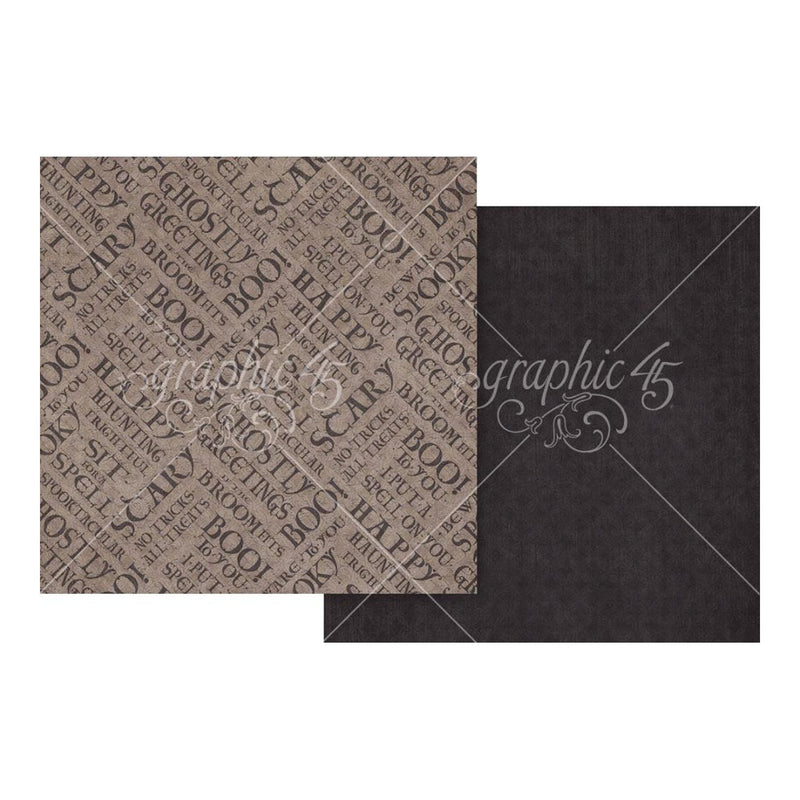Graphic 45 Ghostly Greetings Double-Sided Cardstock 12"x 12" - Nightscape Black