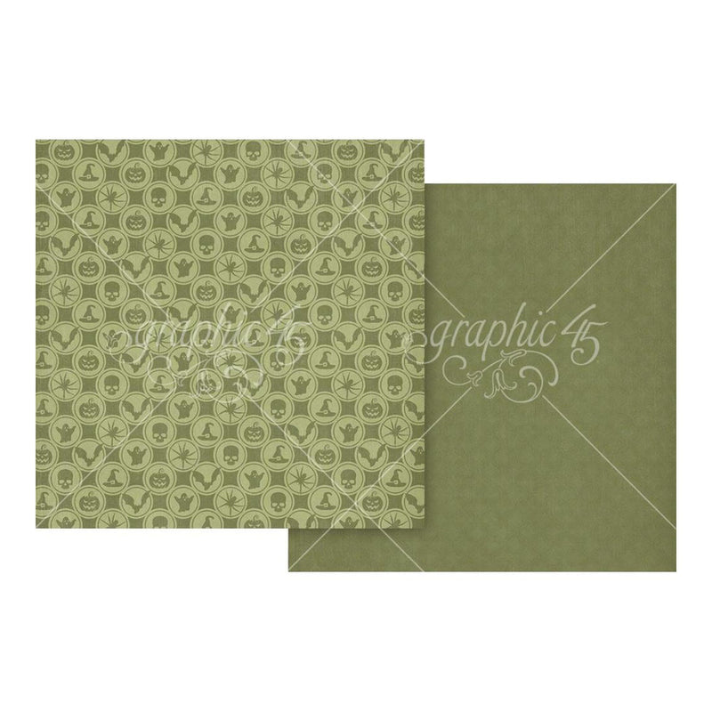Graphic 45 Ghostly Greetings Double-Sided Cardstock 12"x 12" - Poison Green
