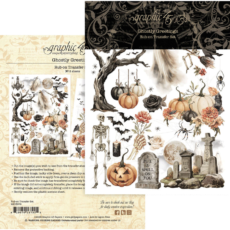 Graphic 45 Ghostly Greetings Rub-On Transfers