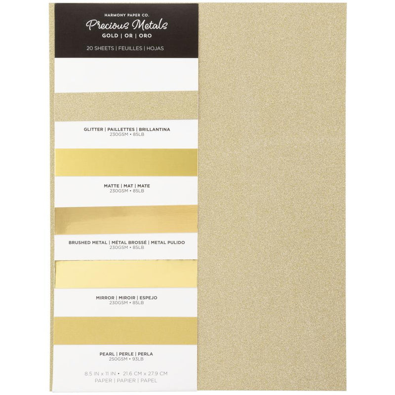 Harmony Precious Metals Cardstock 8.5"X11" 20/Pkg Gold