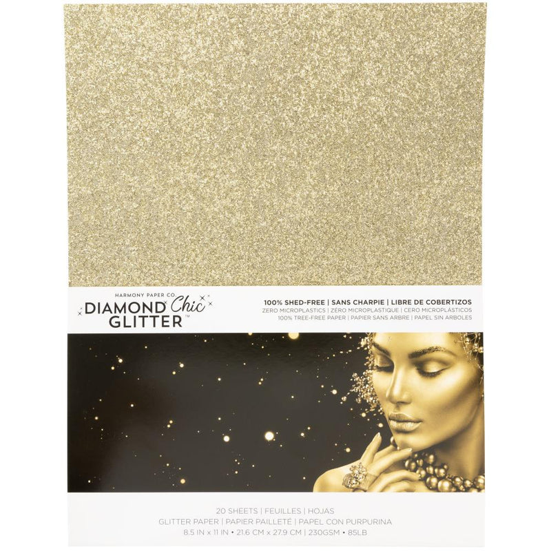 Harmony Diamond Chic Glitter Cardstock 8.5"X11" 20/Pkg Gold Dust
