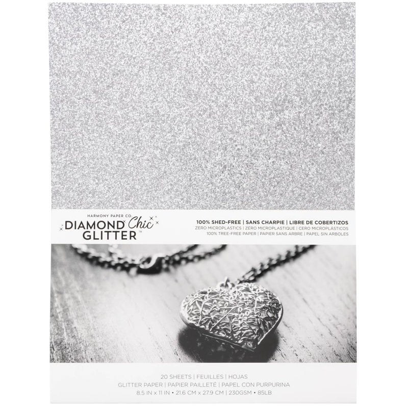 Harmony Diamond Chic Glitter Cardstock 8.5"X11" 20/Pkg Platinum