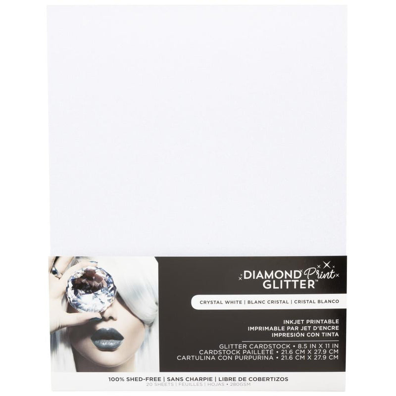 Harmony Paper Inkjet Printable Glitter Cardstock 8.5"X11" Crystal White, 280gsm