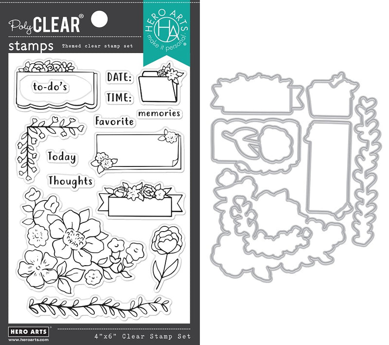 Hero Arts Clear Stamp & Die Combo Floral Journaling*