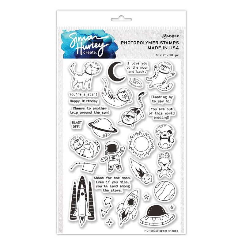 Simon Hurley create. Clear Stamps 6"X9" Space Friends