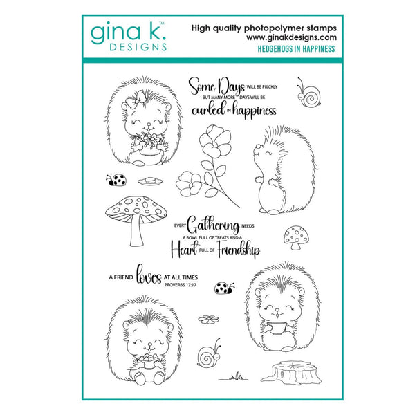 Gina K Designs Clear Stamps - Hedgehogs in Happiness