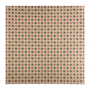 A square sheet of patterned craft paper or fabric featuring a repeating grid of small concentric circles in coral red, dark gray, and cream on a dusty pink background.