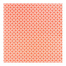 A square sheet featuring a repeating geometric pattern of white interlocking flower or petal shapes on a bright coral-orange background.