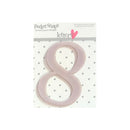 A set of two self-adhesive plastic numbers from Pocket Scaps, featuring the number 'eight' in a dusty pink color, displayed on its white backing card with gray polka dots.
