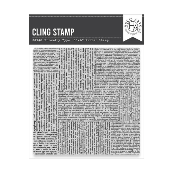 Cling stamp with text pattern on a white background