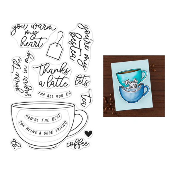 Hero Arts What's Brewing? Clear Stamp Set - Coffee or Tea